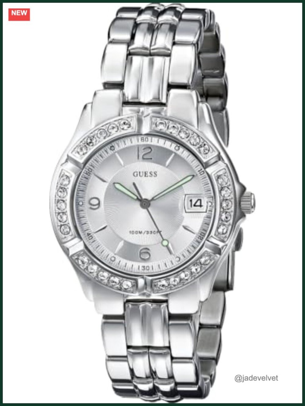 Gold-Tone Bracelet Watch Silver-Tone Dial Date Window 36mm